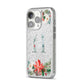 Personalised Winter Monogram Clear Floral iPhone 14 Pro Glitter Tough Case Silver Angled Image