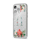 Personalised Winter Monogram Clear Floral iPhone 14 Pro Max Glitter Tough Case Silver Angled Image