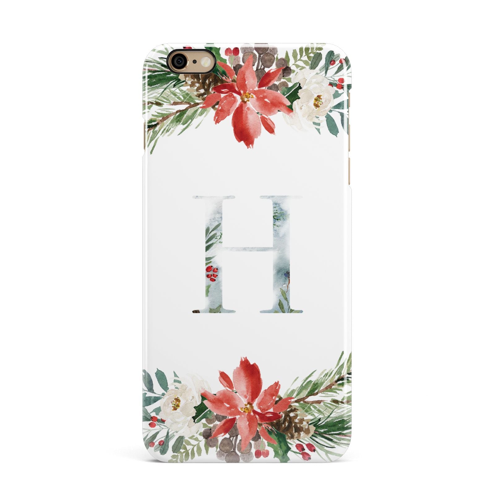 Personalised Winter Monogram Clear Floral iPhone 6 Plus 3D Snap Case on Gold Phone