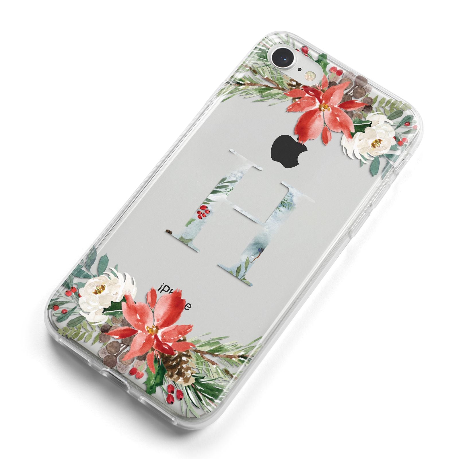 Personalised Winter Monogram Clear Floral iPhone 8 Bumper Case on Silver iPhone Alternative Image
