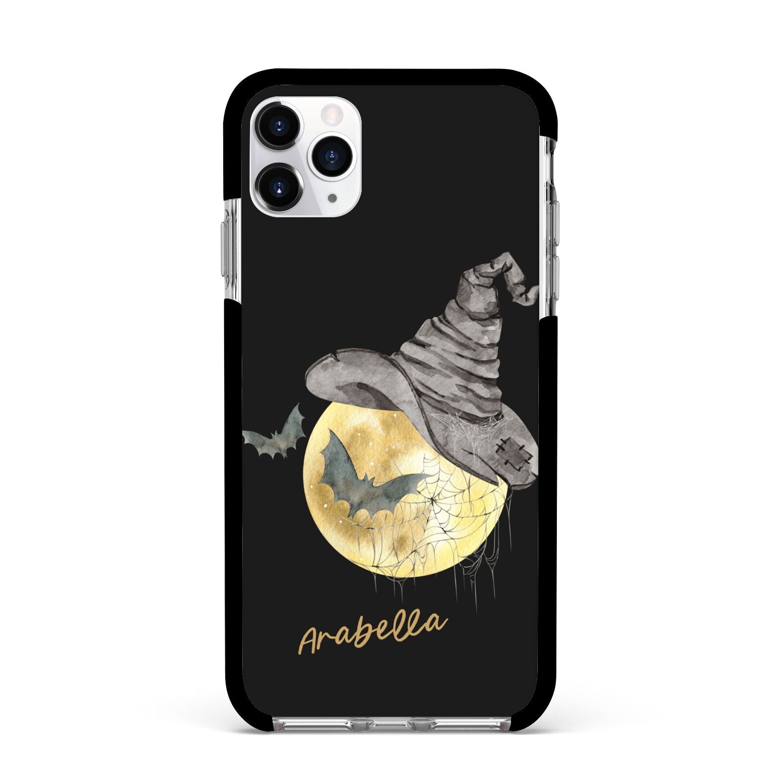 Personalised Witchy Moon Apple iPhone 11 Pro Max in Silver with Black Impact Case