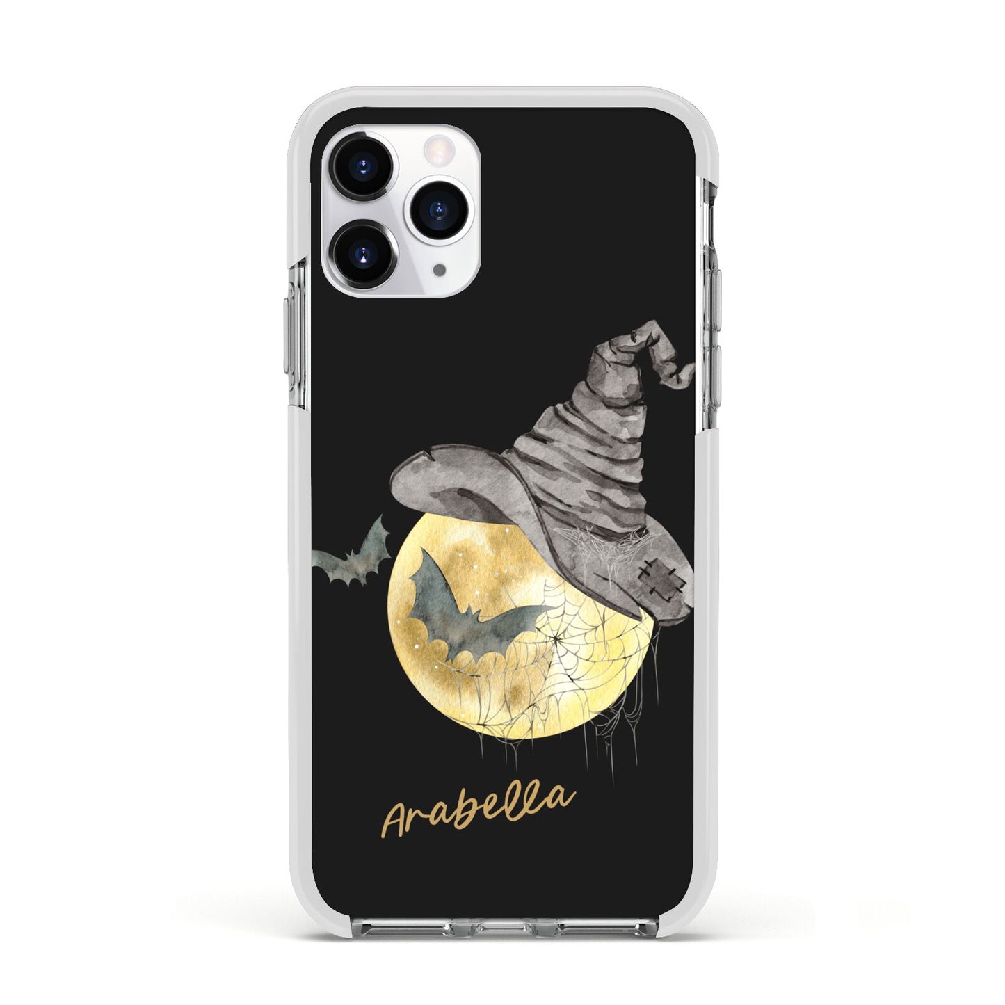 Personalised Witchy Moon Apple iPhone 11 Pro in Silver with White Impact Case