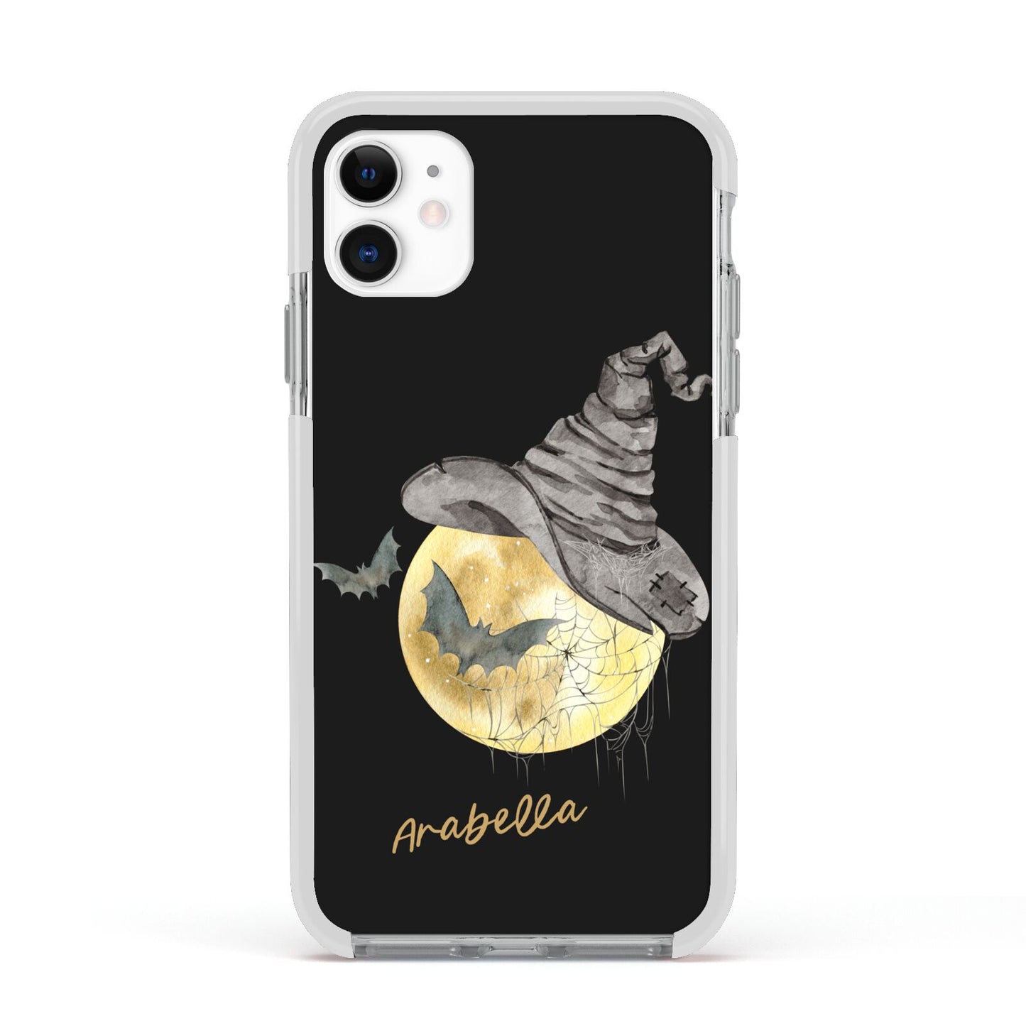 Personalised Witchy Moon Apple iPhone 11 in White with White Impact Case