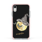 Personalised Witchy Moon Apple iPhone XR Impact Case Pink Edge on Silver Phone