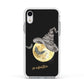 Personalised Witchy Moon Apple iPhone XR Impact Case White Edge on Silver Phone