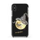 Personalised Witchy Moon Apple iPhone Xs Impact Case Black Edge on Gold Phone