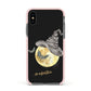 Personalised Witchy Moon Apple iPhone Xs Impact Case Pink Edge on Black Phone