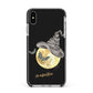 Personalised Witchy Moon Apple iPhone Xs Max Impact Case Black Edge on Silver Phone