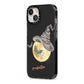 Personalised Witchy Moon iPhone 13 Black Impact Case Side Angle on Silver phone