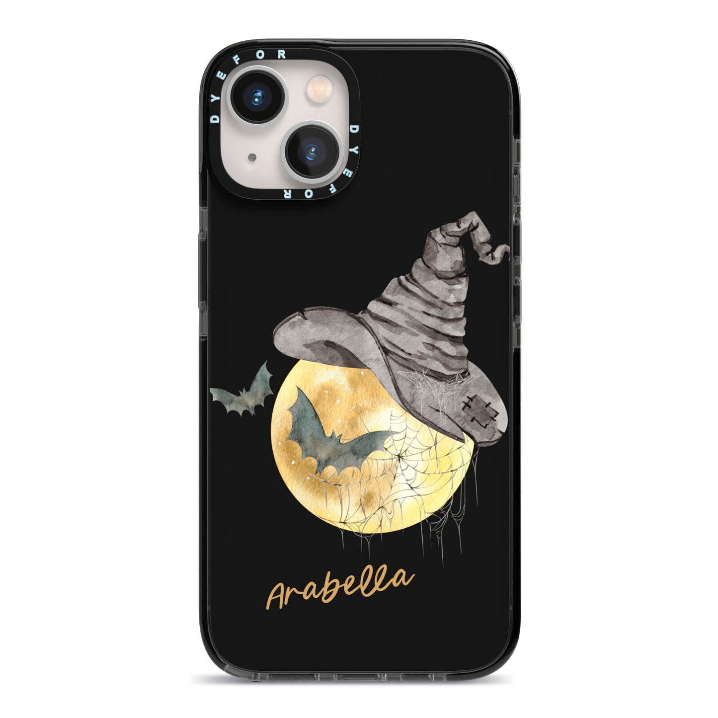 Personalised Witchy Moon iPhone 13 Black Impact Case on Silver phone