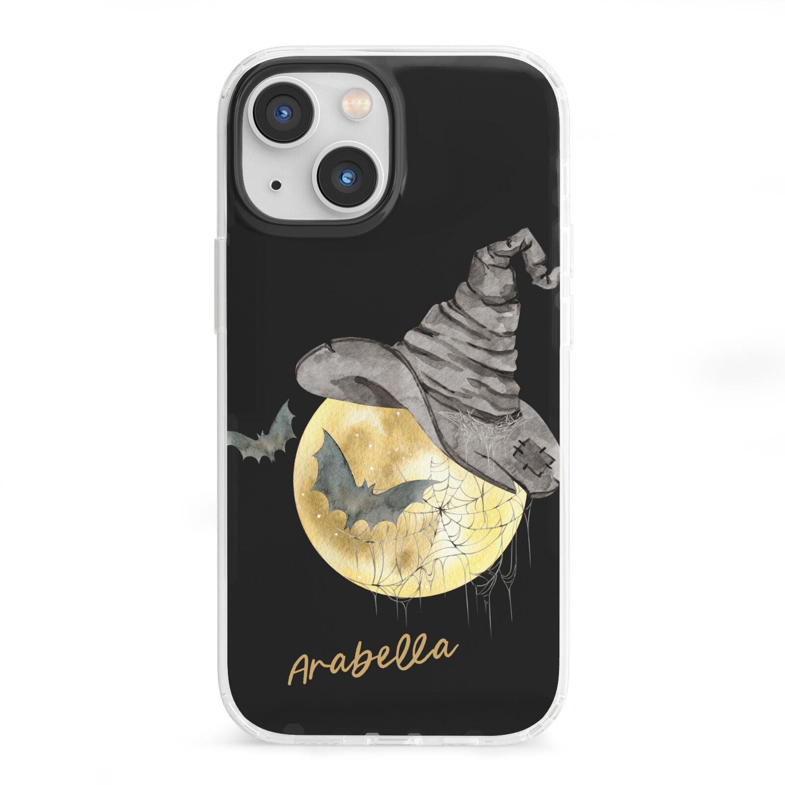 Personalised Witchy Moon iPhone 13 Mini Clear Bumper Case