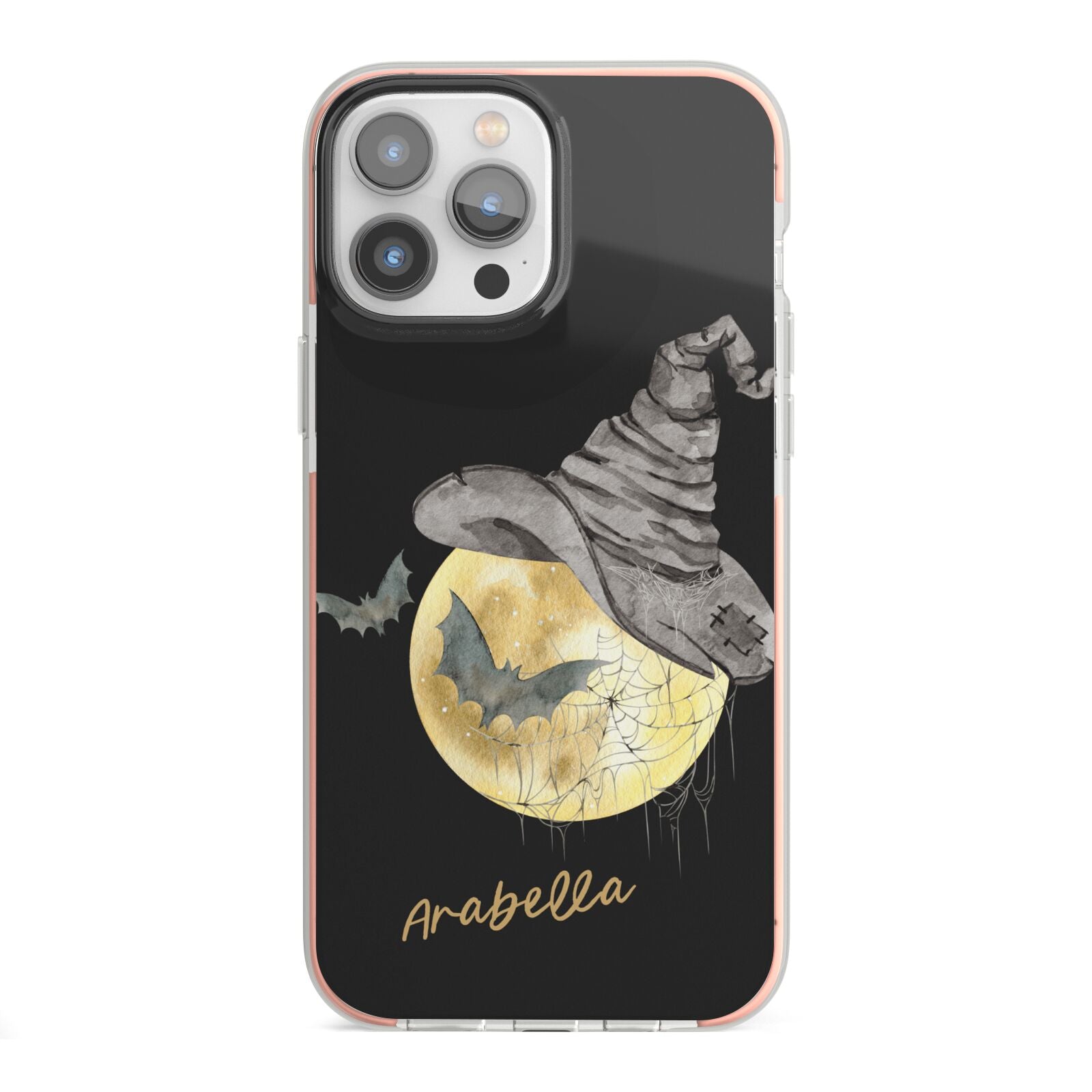 Personalised Witchy Moon iPhone 13 Pro Max TPU Impact Case with Pink Edges