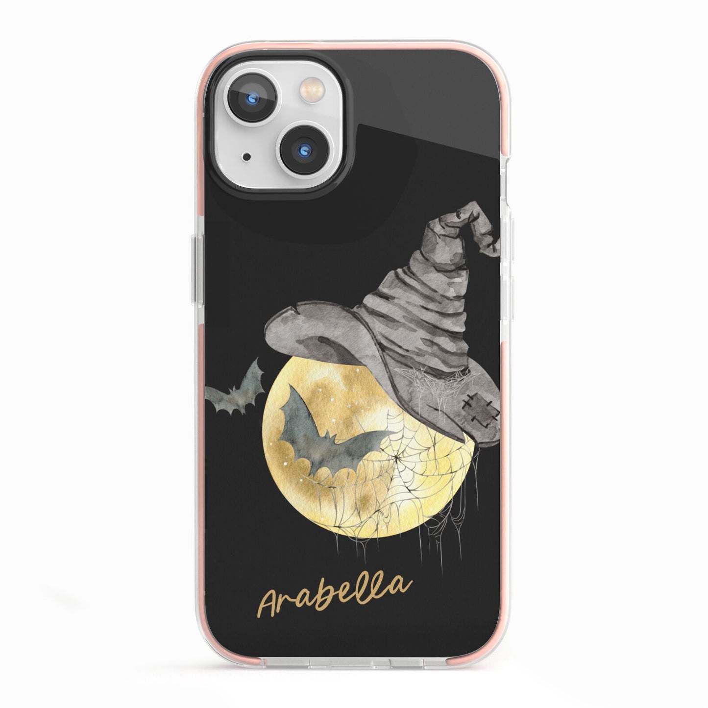 Personalised Witchy Moon iPhone 13 TPU Impact Case with Pink Edges