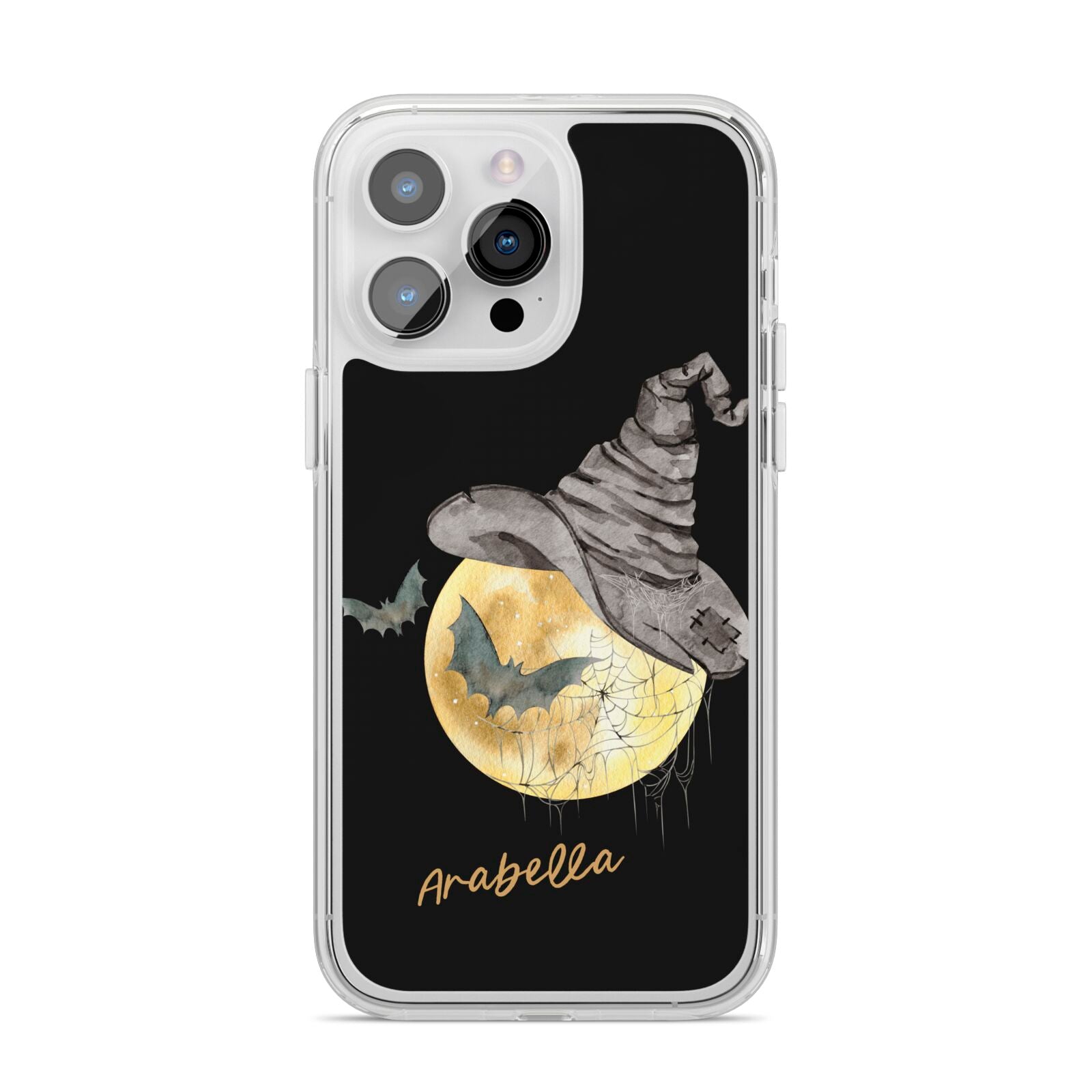 Personalised Witchy Moon iPhone 14 Pro Max Clear Tough Case Silver