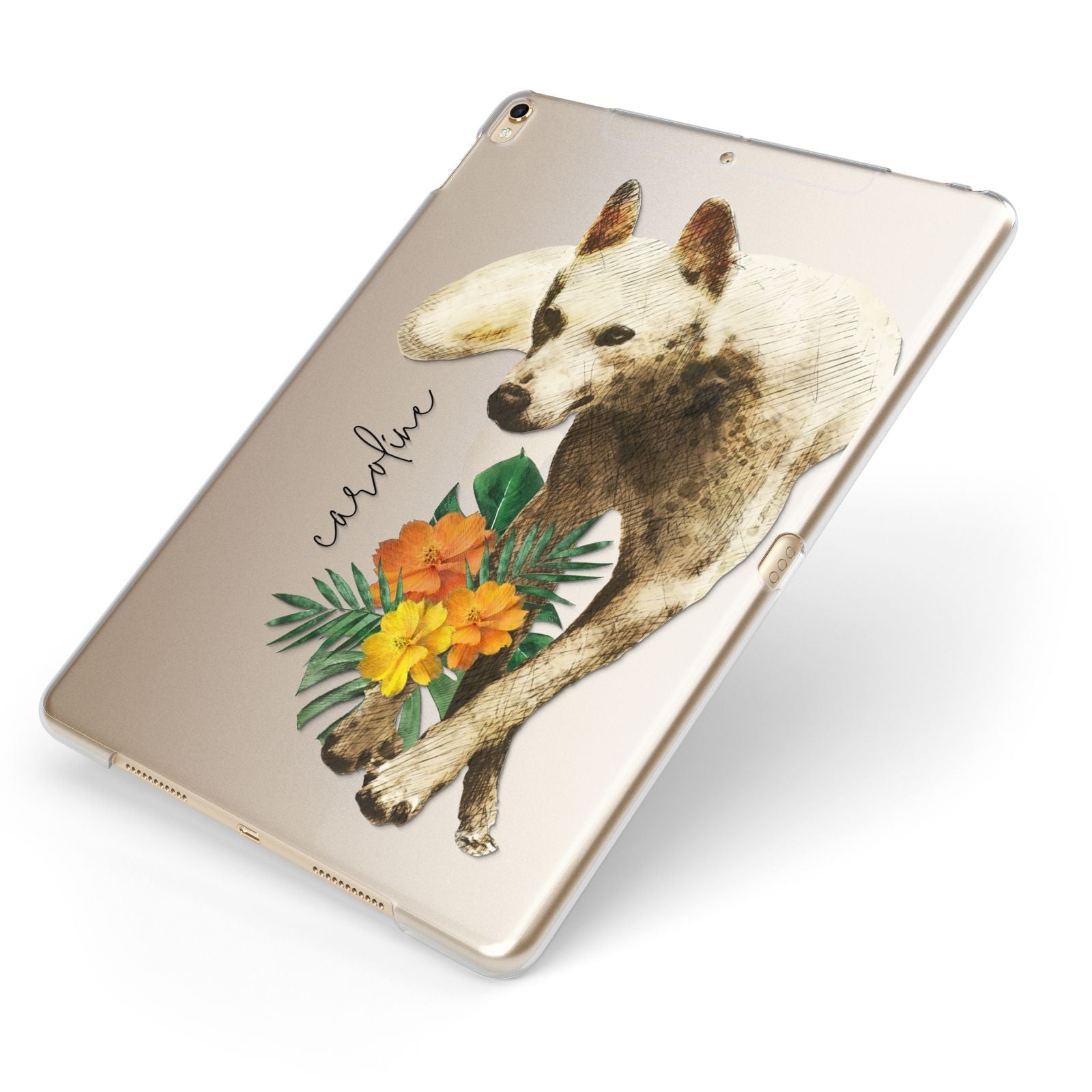 Personalised Wolf Apple iPad Case on Gold iPad Side View