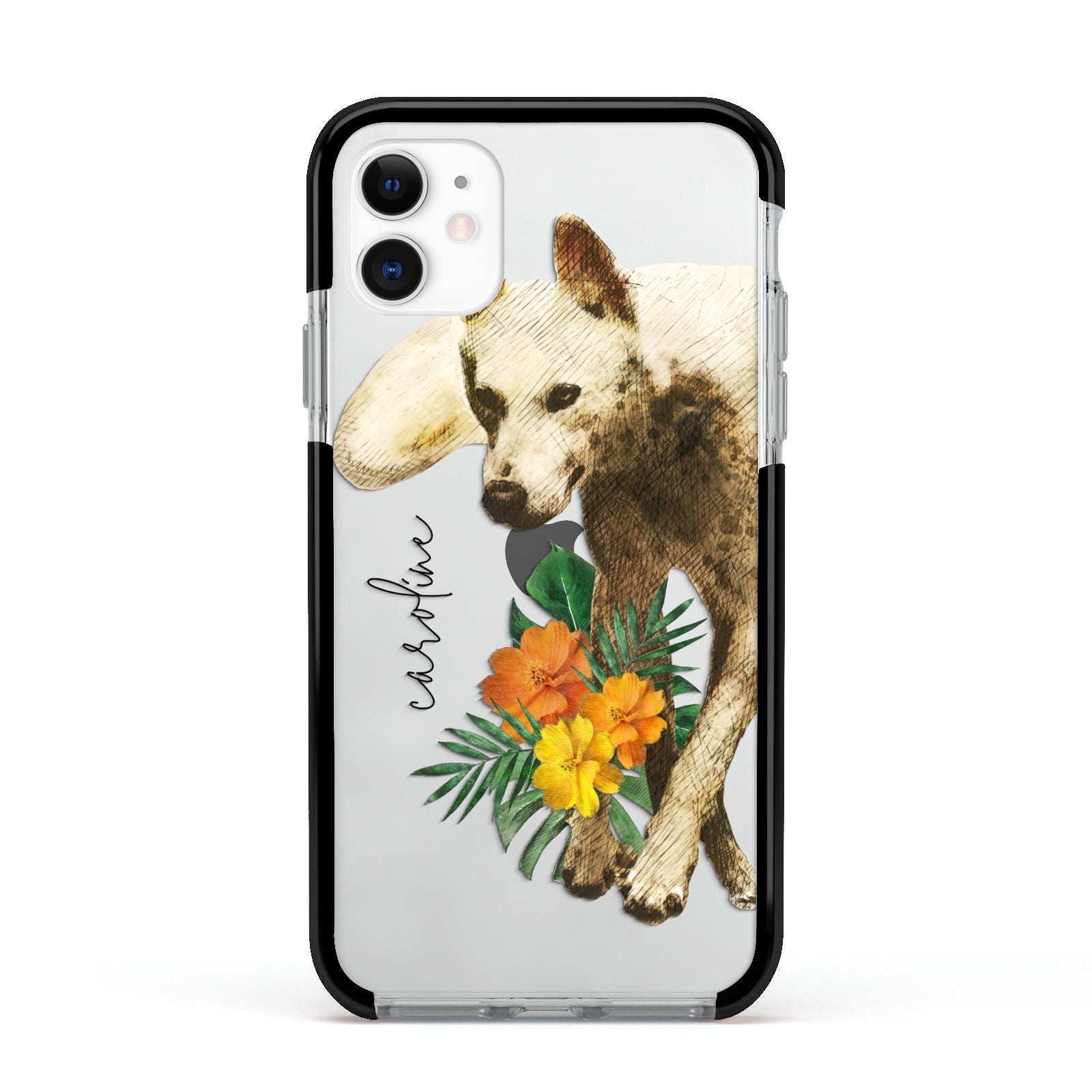 Personalised Wolf Apple iPhone 11 in White with Black Impact Case