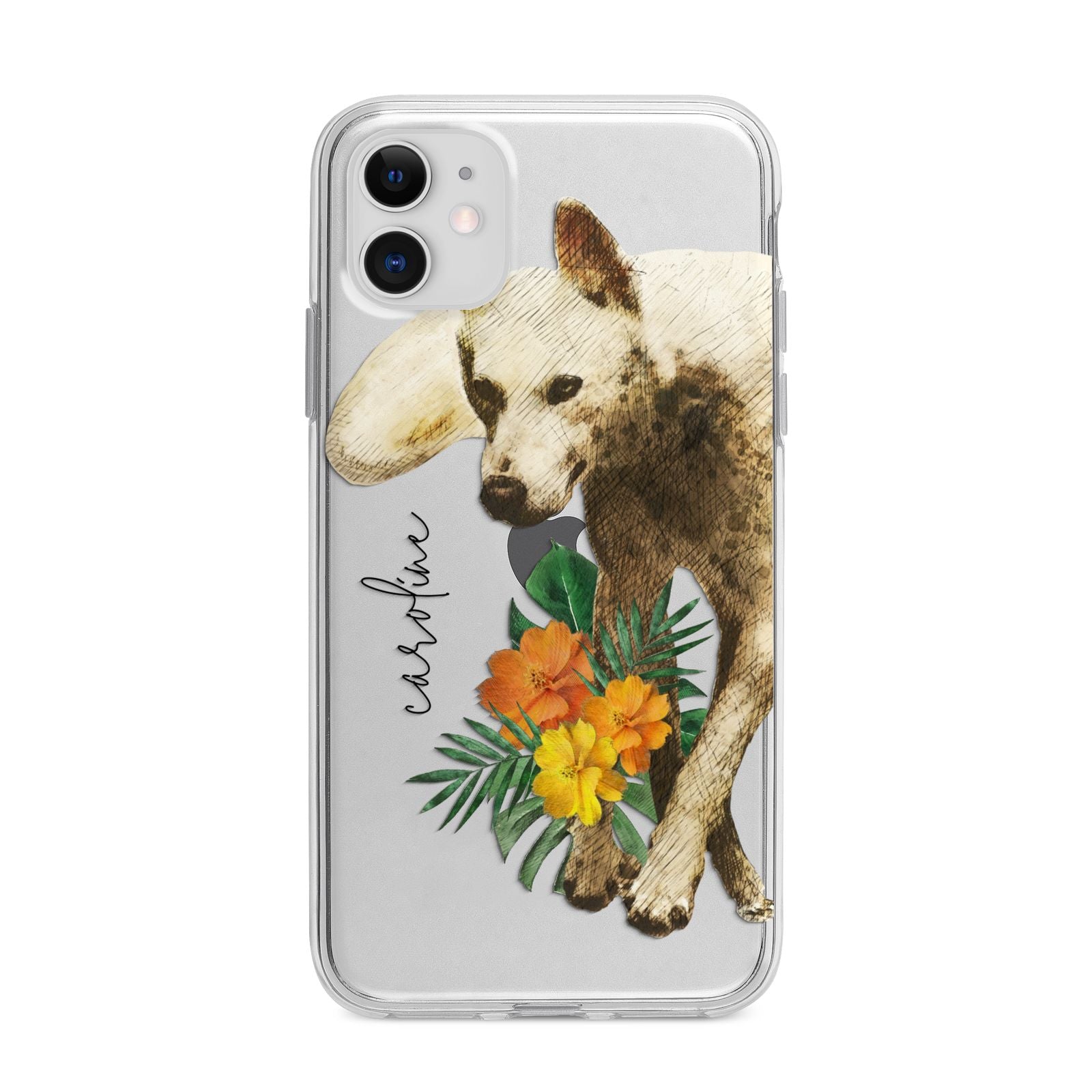 Personalised Wolf Apple iPhone 11 in White with Bumper Case