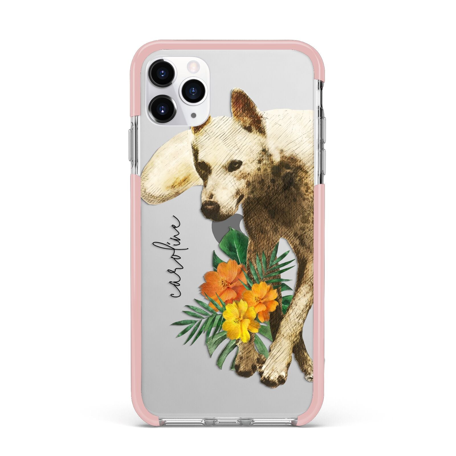 Personalised Wolf iPhone 11 Pro Max Impact Pink Edge Case