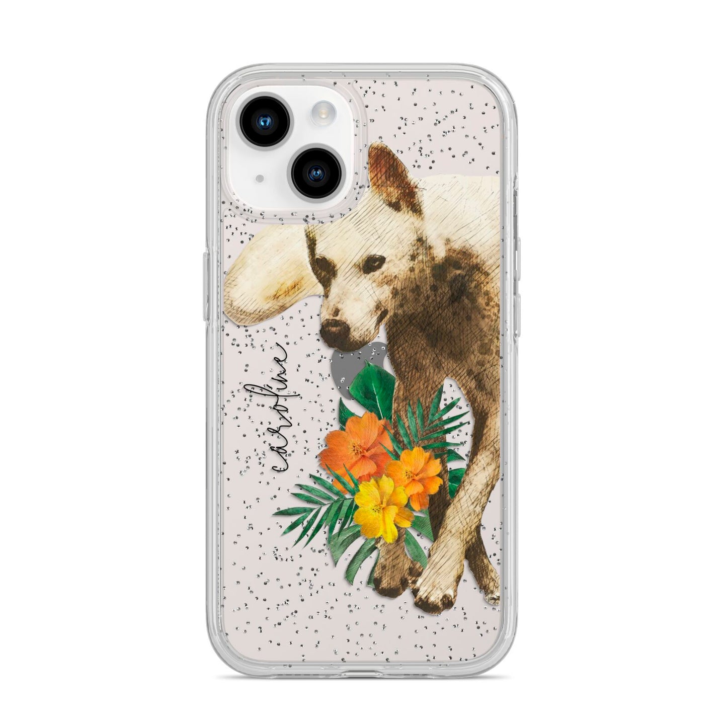 Personalised Wolf iPhone 14 Glitter Tough Case Starlight