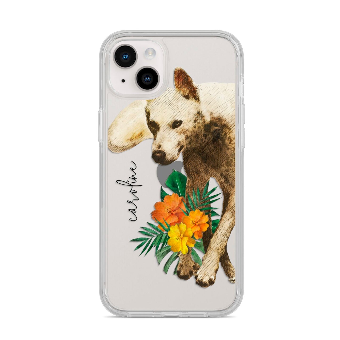 Personalised Wolf iPhone 14 Plus Clear Tough Case Starlight