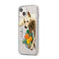 Personalised Wolf iPhone 14 Plus Glitter Tough Case Starlight Angled Image