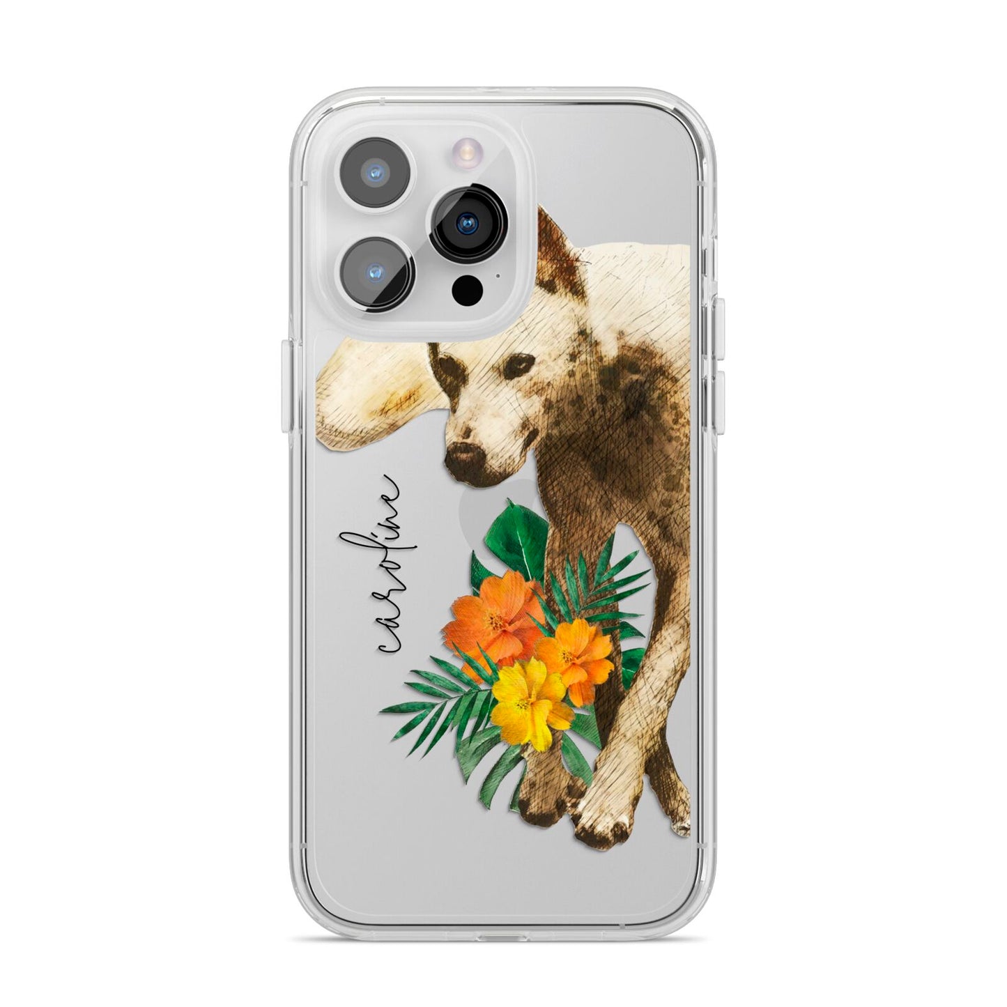 Personalised Wolf iPhone 14 Pro Max Clear Tough Case Silver