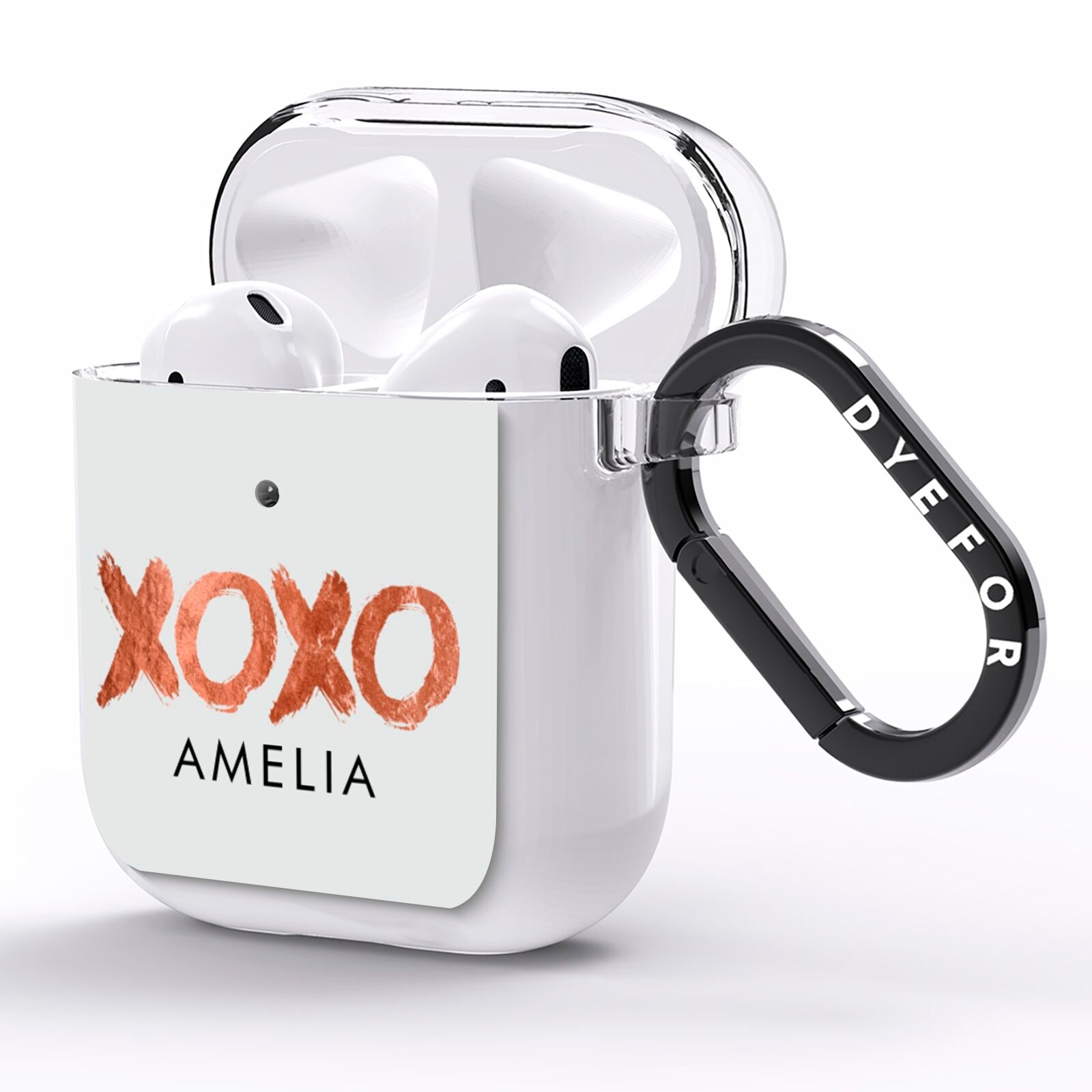 Personalised Xoxo Custom Name Or Initials AirPods Clear Case Side Image
