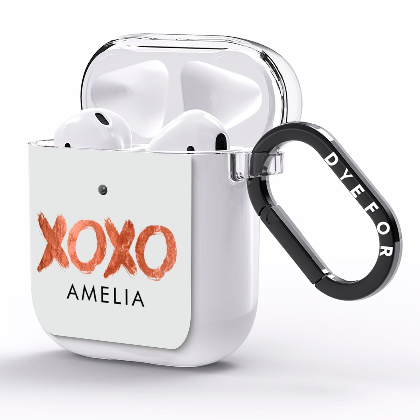 Personalised Xoxo Custom Name Or Initials AirPods Clear Case Side Image