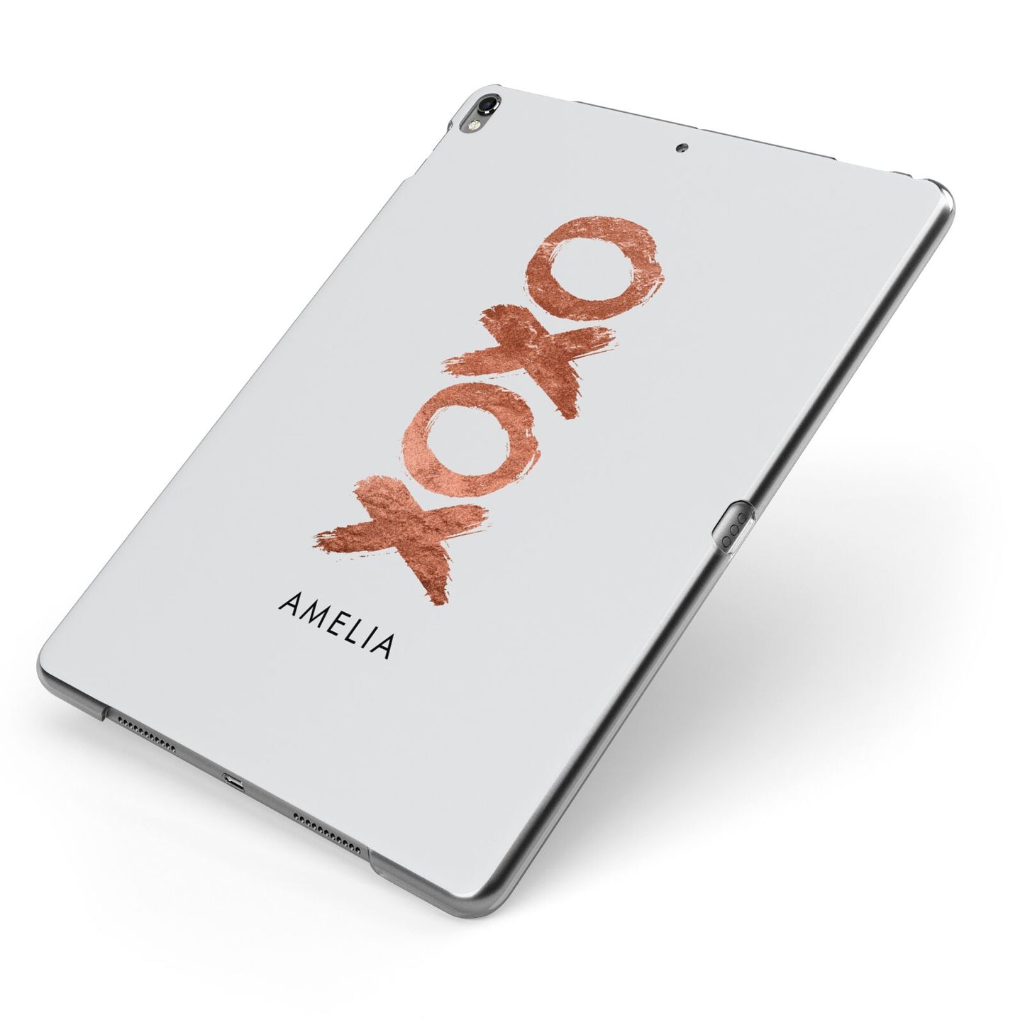 Personalised Xoxo Custom Name Or Initials Apple iPad Case on Grey iPad Side View