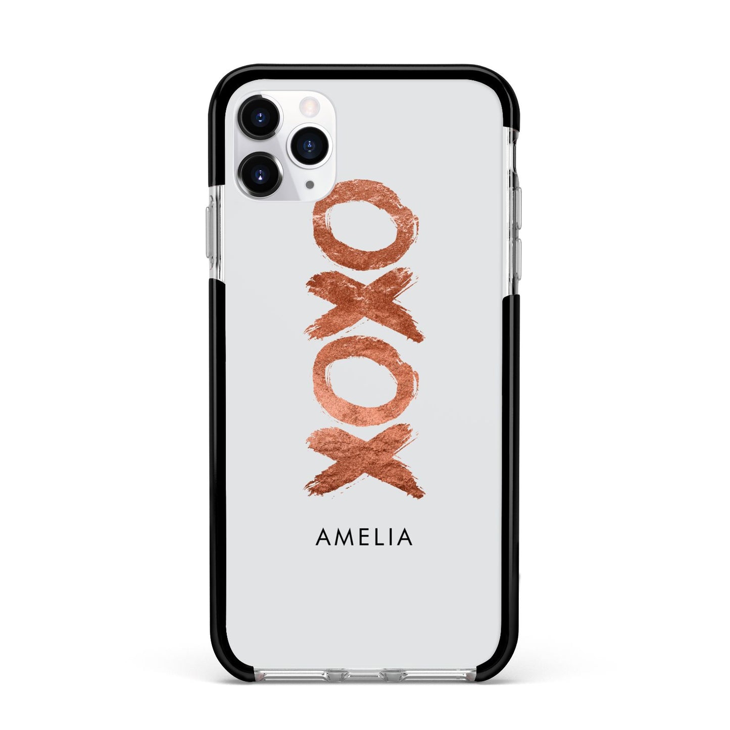 Personalised Xoxo Custom Name Or Initials Apple iPhone 11 Pro Max in Silver with Black Impact Case