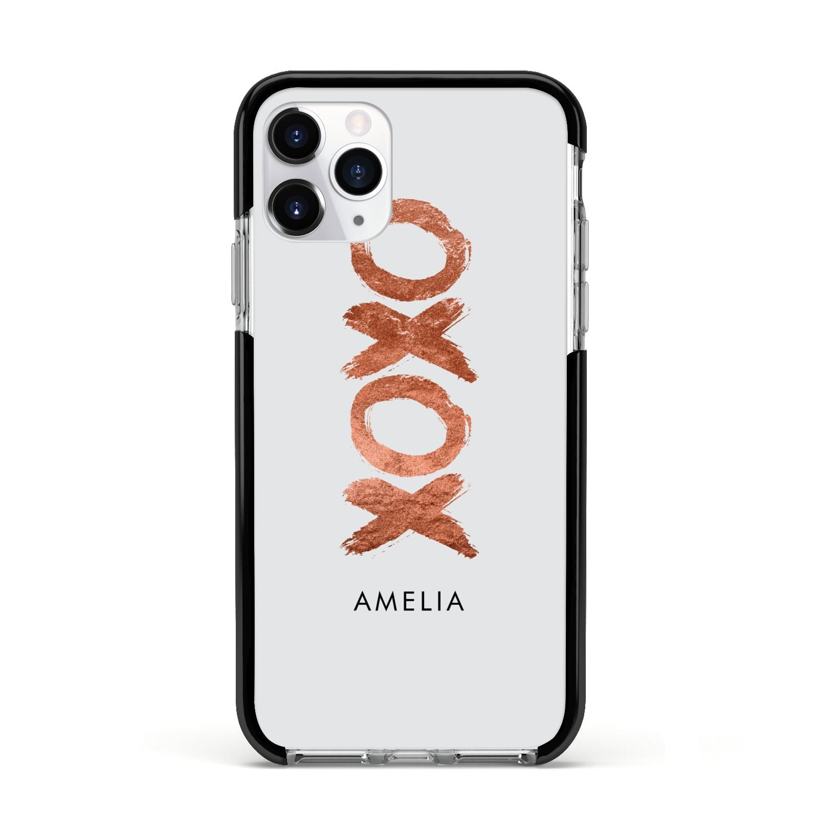 Personalised Xoxo Custom Name Or Initials Apple iPhone 11 Pro in Silver with Black Impact Case