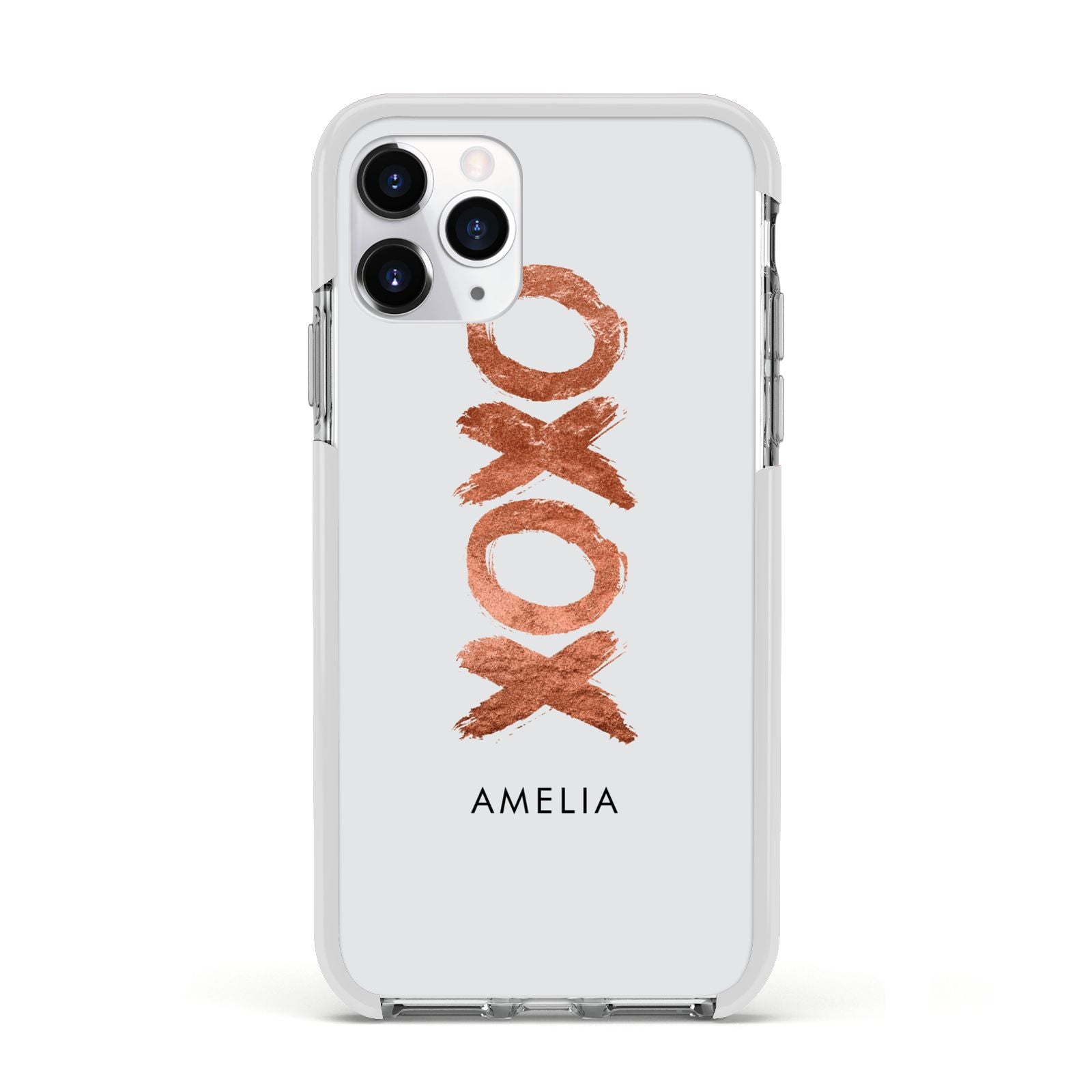 Personalised Xoxo Custom Name Or Initials Apple iPhone 11 Pro in Silver with White Impact Case