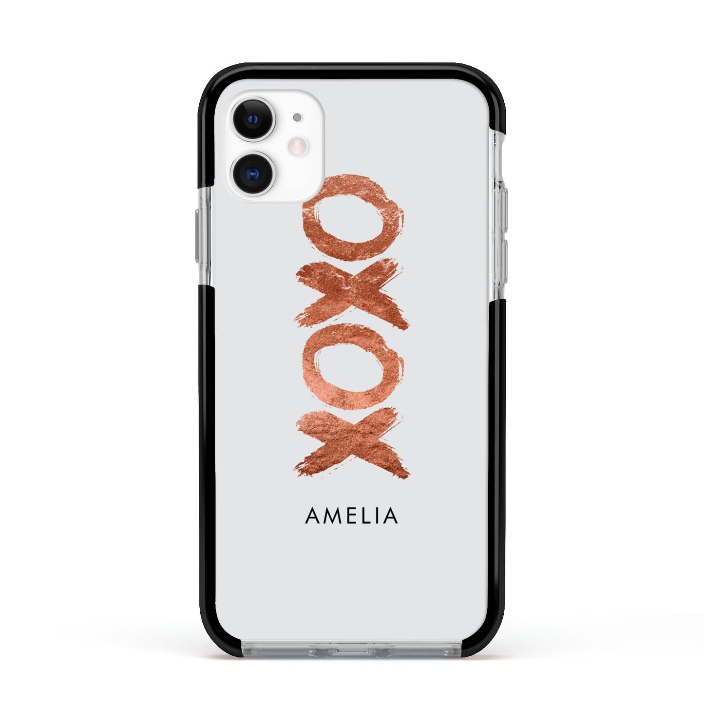 Personalised Xoxo Custom Name Or Initials Apple iPhone 11 in White with Black Impact Case