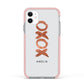 Personalised Xoxo Custom Name Or Initials Apple iPhone 11 in White with Pink Impact Case