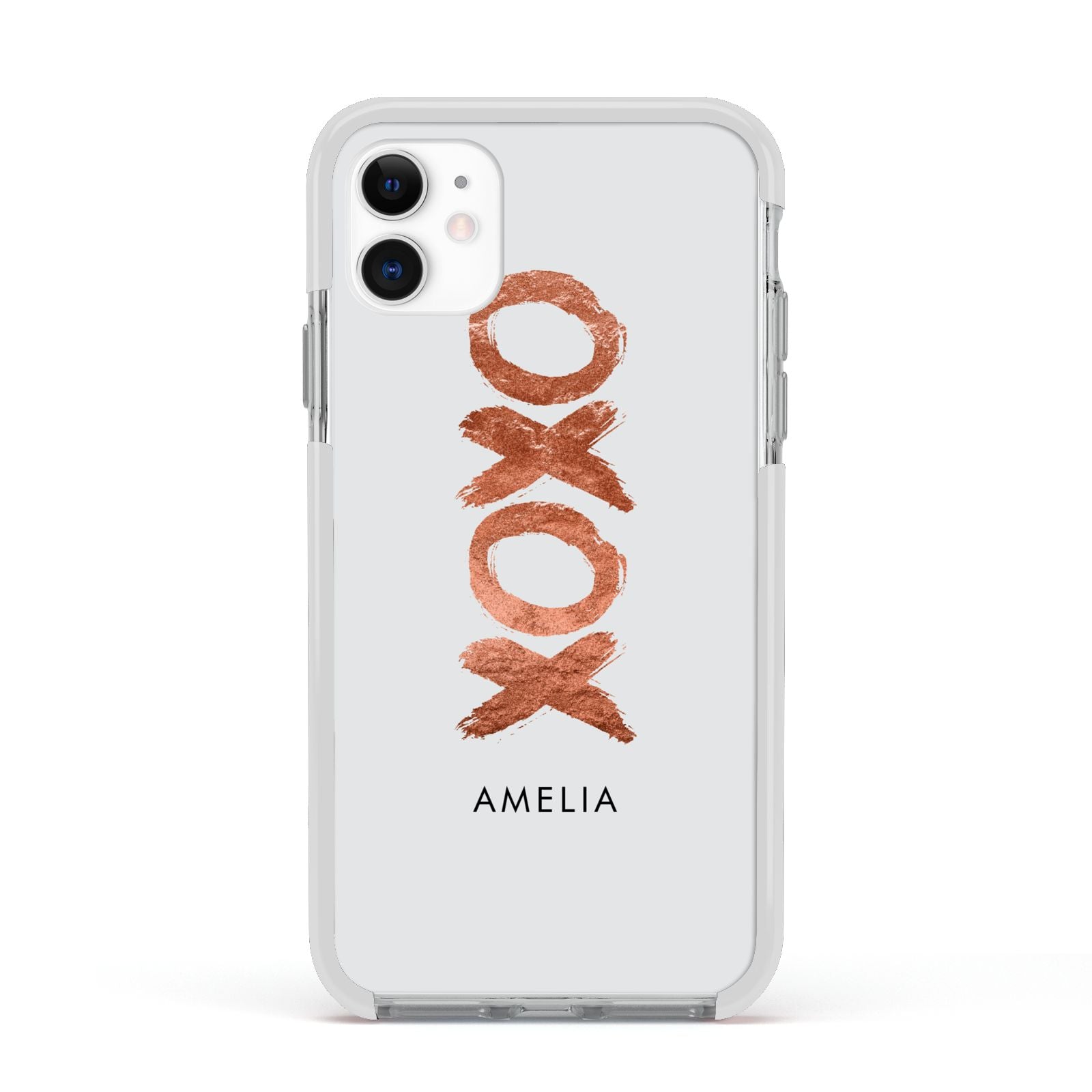 Personalised Xoxo Custom Name Or Initials Apple iPhone 11 in White with White Impact Case