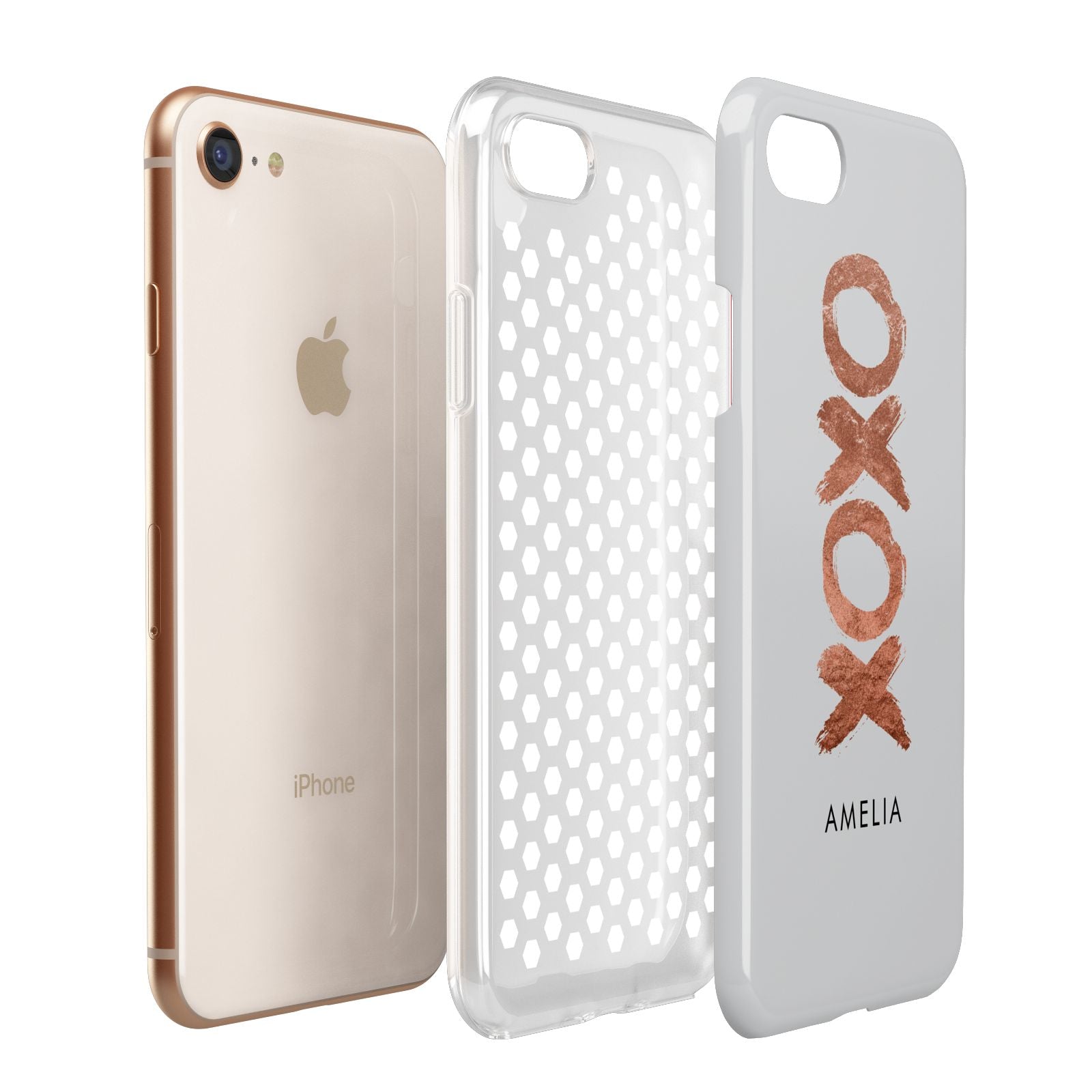 Personalised Xoxo Custom Name Or Initials Apple iPhone 7 8 3D Tough Case Expanded View