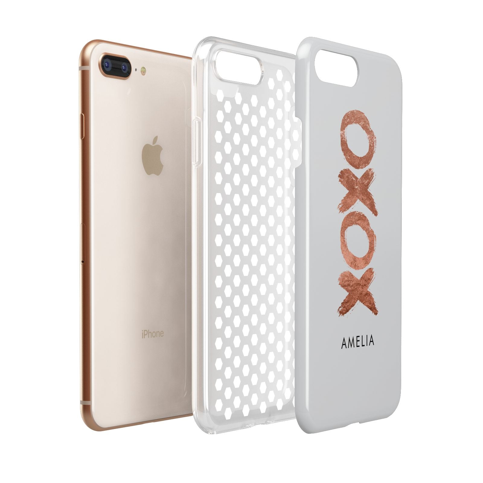 Personalised Xoxo Custom Name Or Initials Apple iPhone 7 8 Plus 3D Tough Case Expanded View