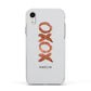 Personalised Xoxo Custom Name Or Initials Apple iPhone XR Impact Case White Edge on Silver Phone