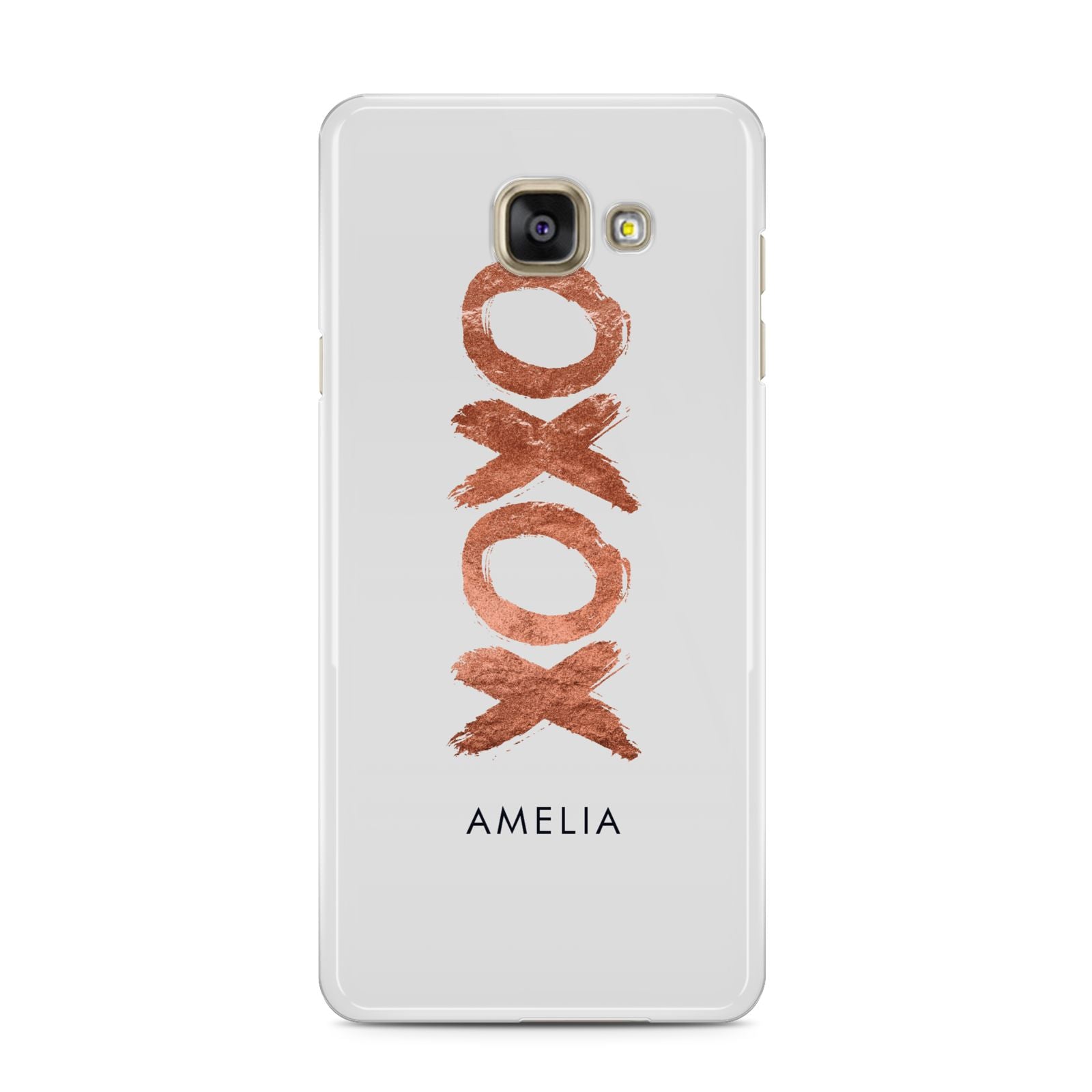 Personalised Xoxo Custom Name Or Initials Samsung Galaxy A3 2016 Case on gold phone