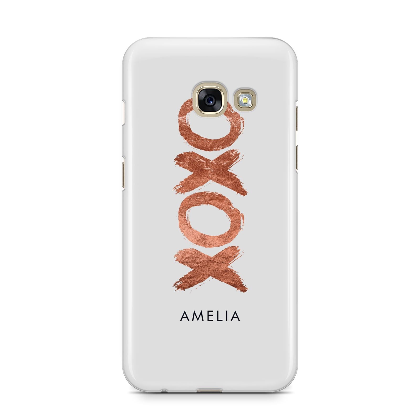 Personalised Xoxo Custom Name Or Initials Samsung Galaxy A3 2017 Case on gold phone