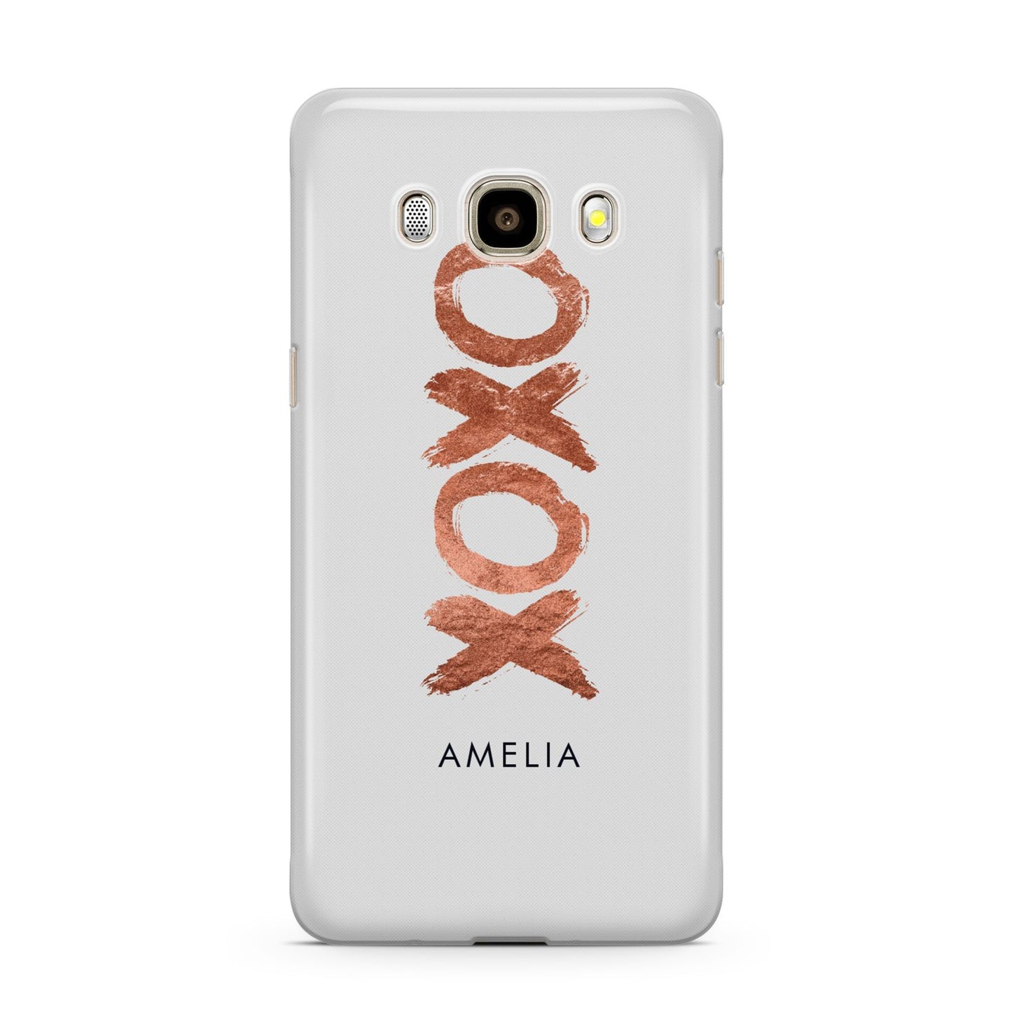 Personalised Xoxo Custom Name Or Initials Samsung Galaxy J7 2016 Case on gold phone