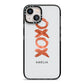 Personalised Xoxo Custom Name Or Initials iPhone 13 Black Impact Case on Silver phone