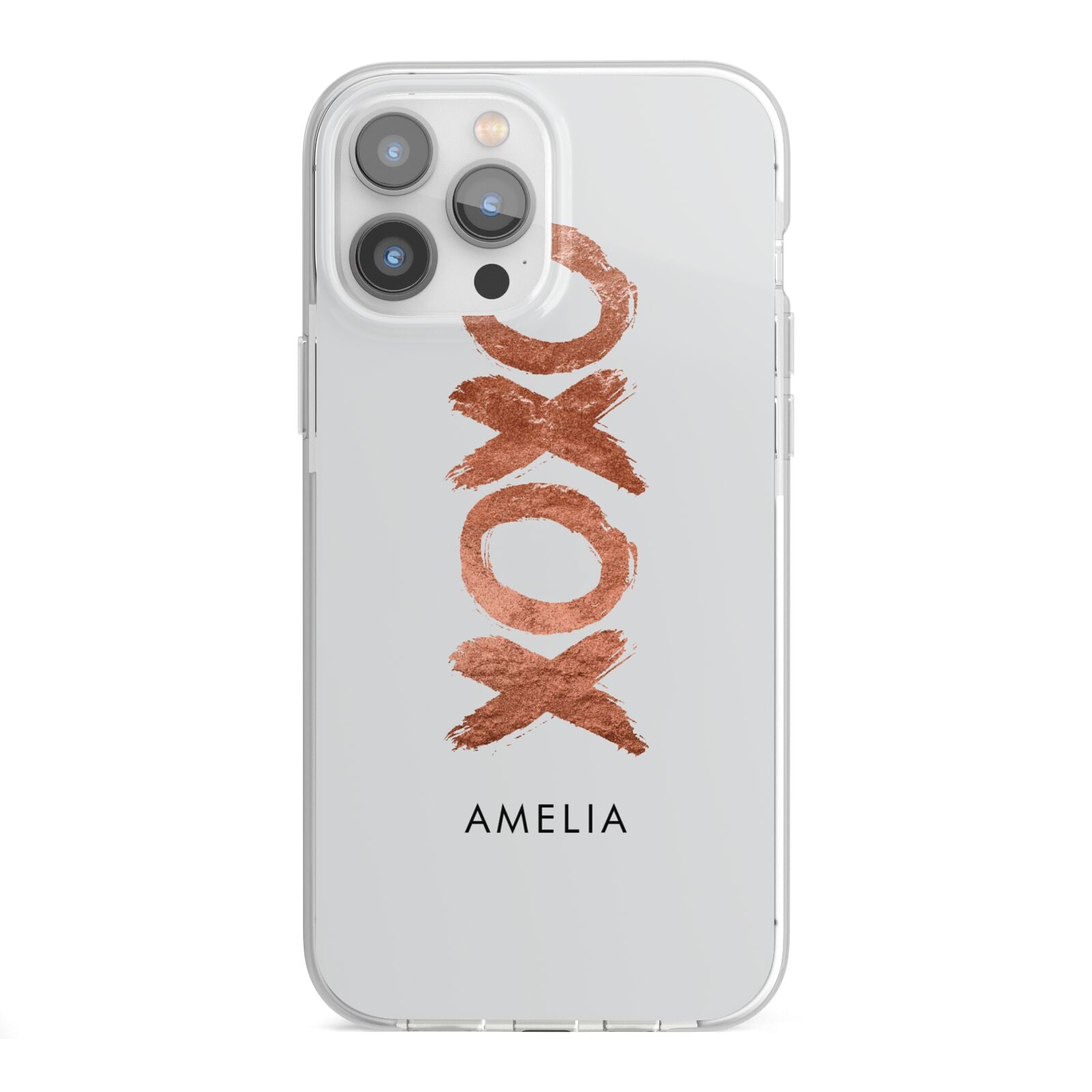 Personalised Xoxo Custom Name Or Initials iPhone 13 Pro Max TPU Impact Case with White Edges