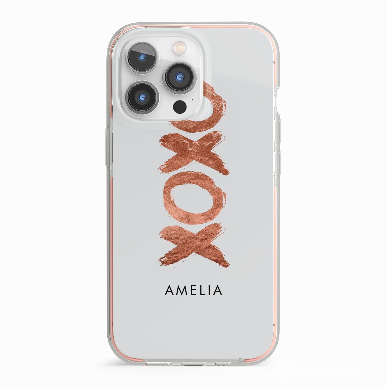 Personalised Xoxo Custom Name Or Initials iPhone 13 Pro TPU Impact Case with Pink Edges