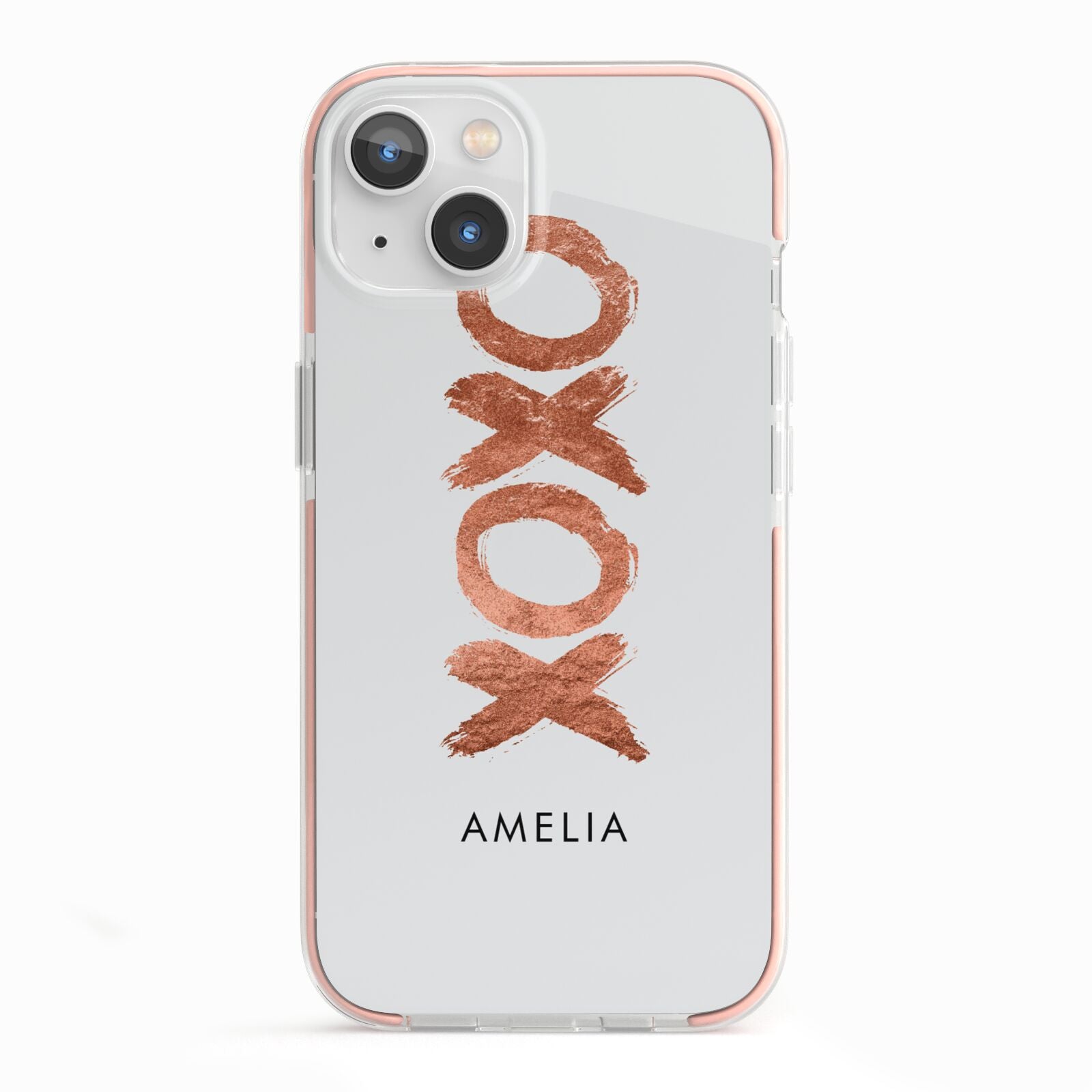 Personalised Xoxo Custom Name Or Initials iPhone 13 TPU Impact Case with Pink Edges