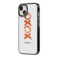 Personalised Xoxo Custom Name Or Initials iPhone 14 Black Impact Case Side Angle on Silver phone