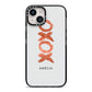 Personalised Xoxo Custom Name Or Initials iPhone 14 Black Impact Case on Silver phone