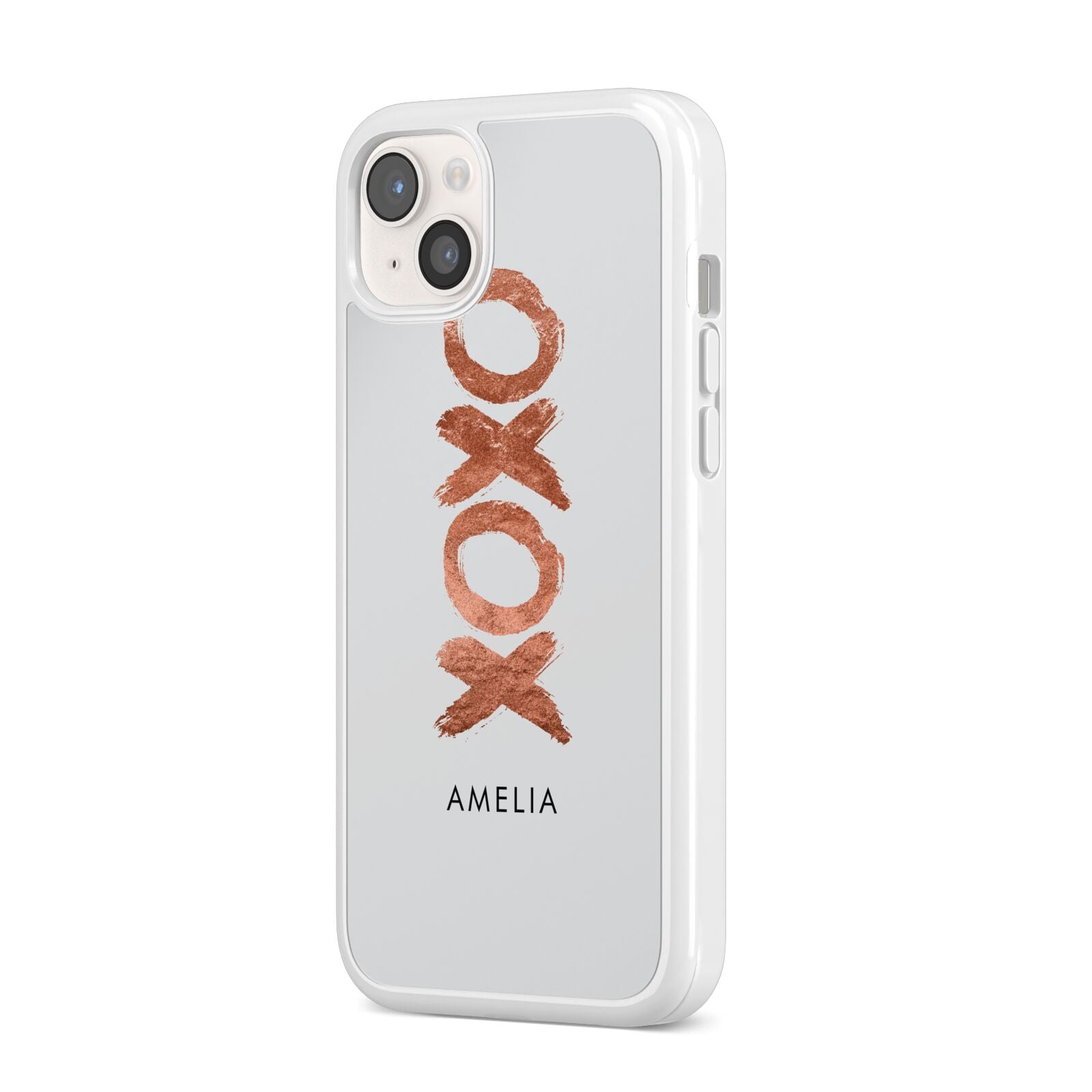 Personalised Xoxo Custom Name Or Initials iPhone 14 Plus Clear Tough Case Starlight Angled Image