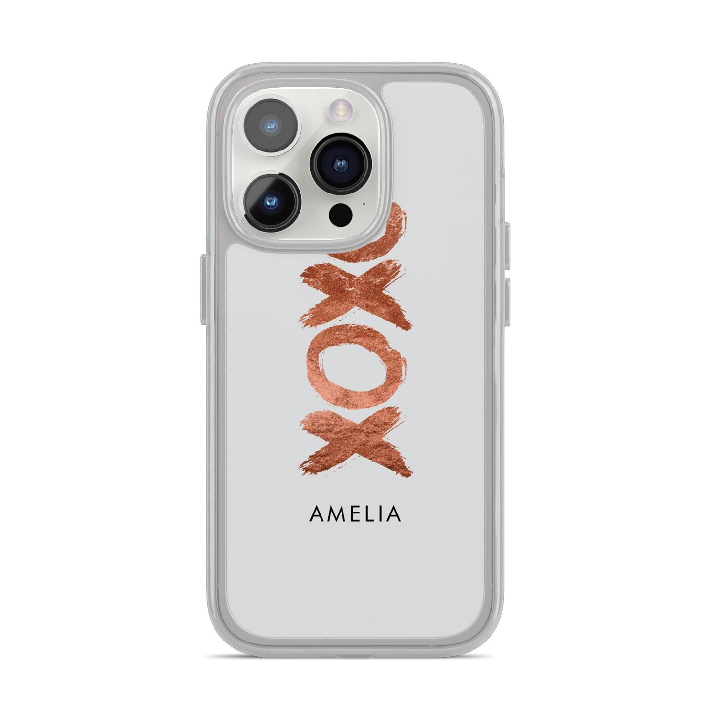 Personalised Xoxo Custom Name Or Initials iPhone 14 Pro Clear Tough Case Silver