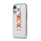 Personalised Xoxo Custom Name Or Initials iPhone 14 Pro Glitter Tough Case Silver Angled Image